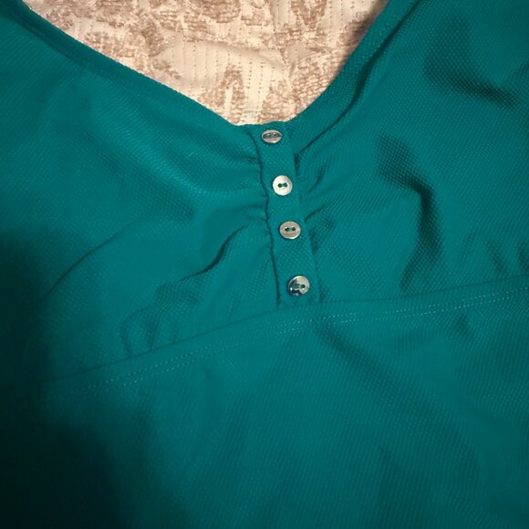 TIME AND TRU WOMEN'S TEAL TANKINI SET WITH SILVER BUTTON ACCENTS - Picture 4 of 9